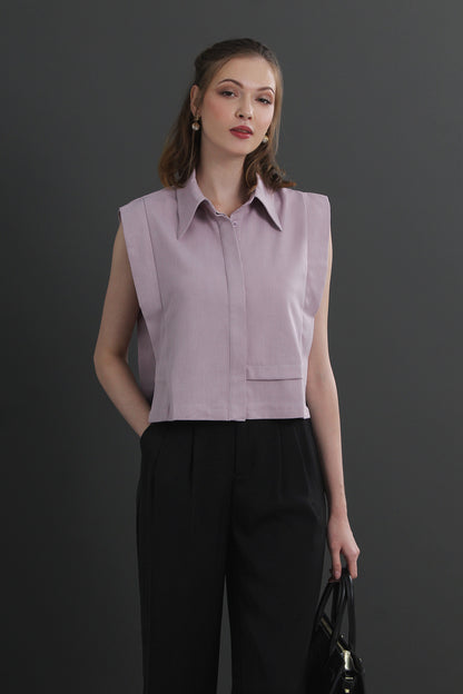 Rowena sleeveless lapel shirt straight commuting all-match top