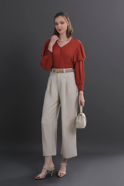 Tailored Cotton Twill Wide Leg Culottes