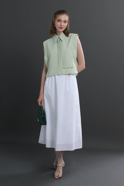 Rowena sleeveless lapel shirt straight commuting all-match top