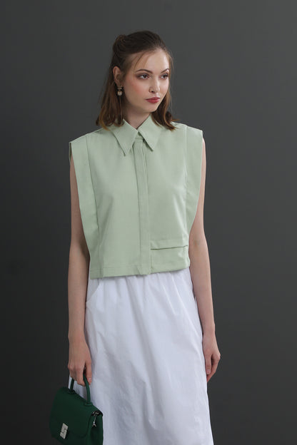 Rowena sleeveless lapel shirt straight commuting all-match top