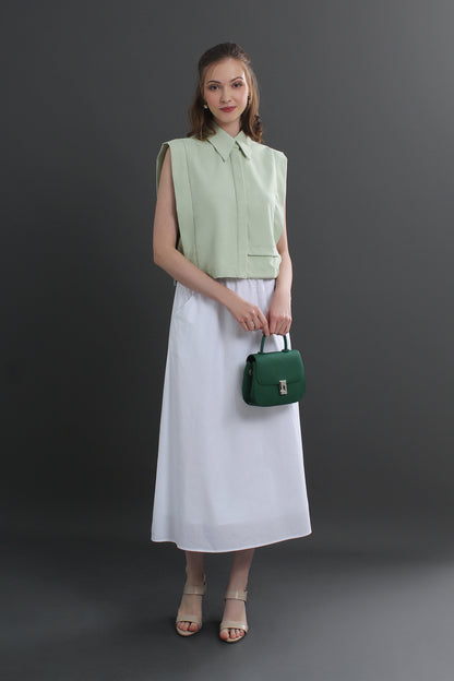 Rowena sleeveless lapel shirt straight commuting all-match top