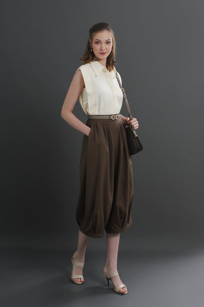 Rowena sleeveless lapel shirt straight commuting all-match top