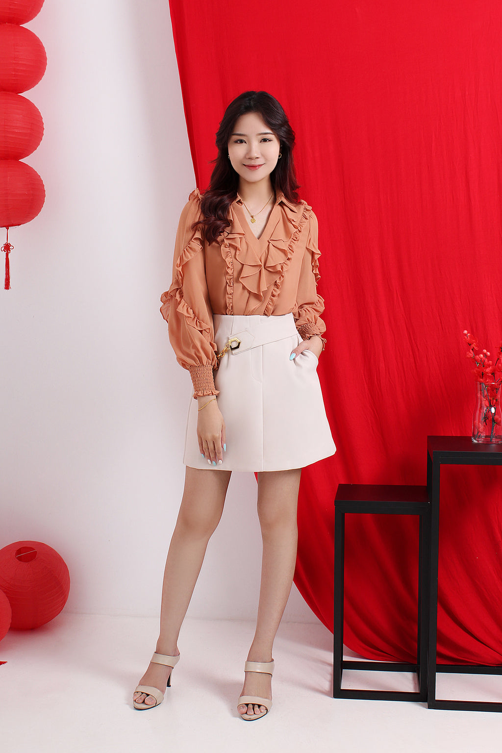 Ruffle V Neck Top