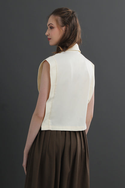 Rowena sleeveless lapel shirt straight commuting all-match top