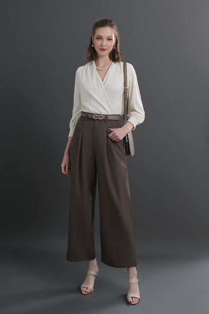 Tailored Cotton Twill Wide Leg Culottes
