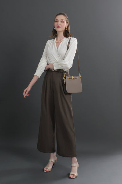 Tailored Cotton Twill Wide Leg Culottes