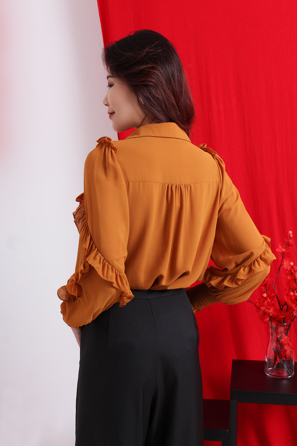 Ruffle V Neck Top