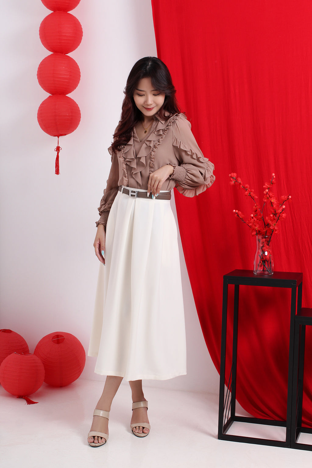 Ruffle V Neck Top