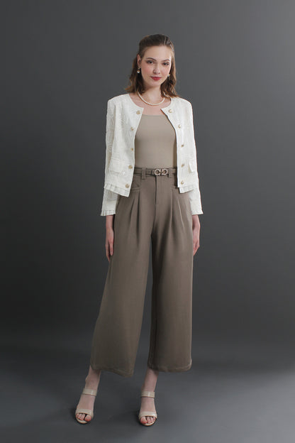 Tailored Cotton Twill Wide Leg Culottes