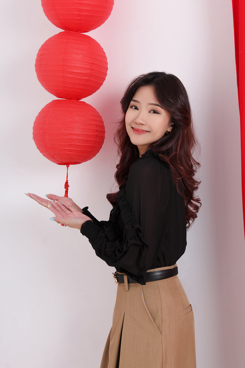 Ruffle V Neck Top