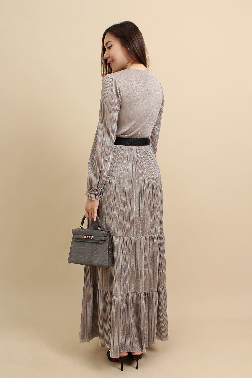 Shimmer Metallic Maxi Dress