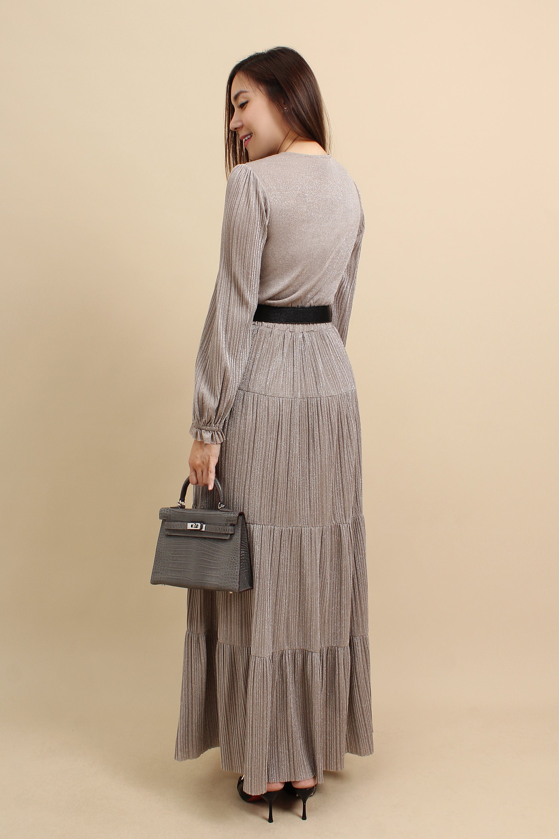 Shimmer Metallic Maxi Dress