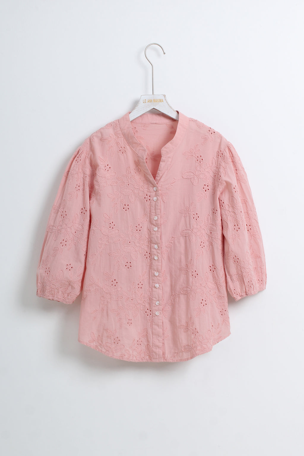 Cotton Eyelet Top in Pink (L size)