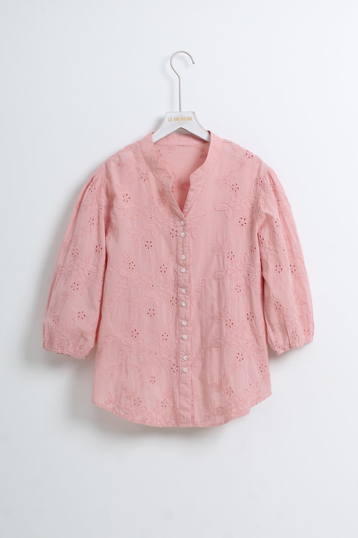 Cotton Eyelet Top in Pink (L size)