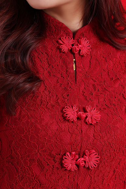 Lace Mandarin Collar Top [Best Seller]