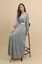 Shimmer Metallic Maxi Dress