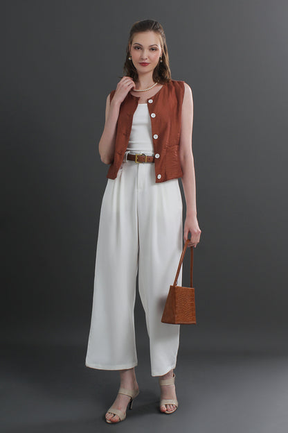 Tailored Cotton Twill Wide Leg Culottes