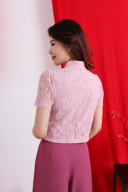 Lace Mandarin Collar Top [Best Seller]