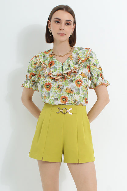 Amarantha Two-Tier Ruffles Blouse