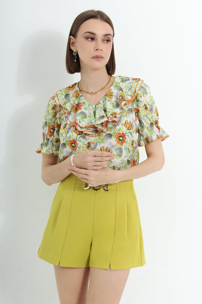 Amarantha Two-Tier Ruffles Blouse