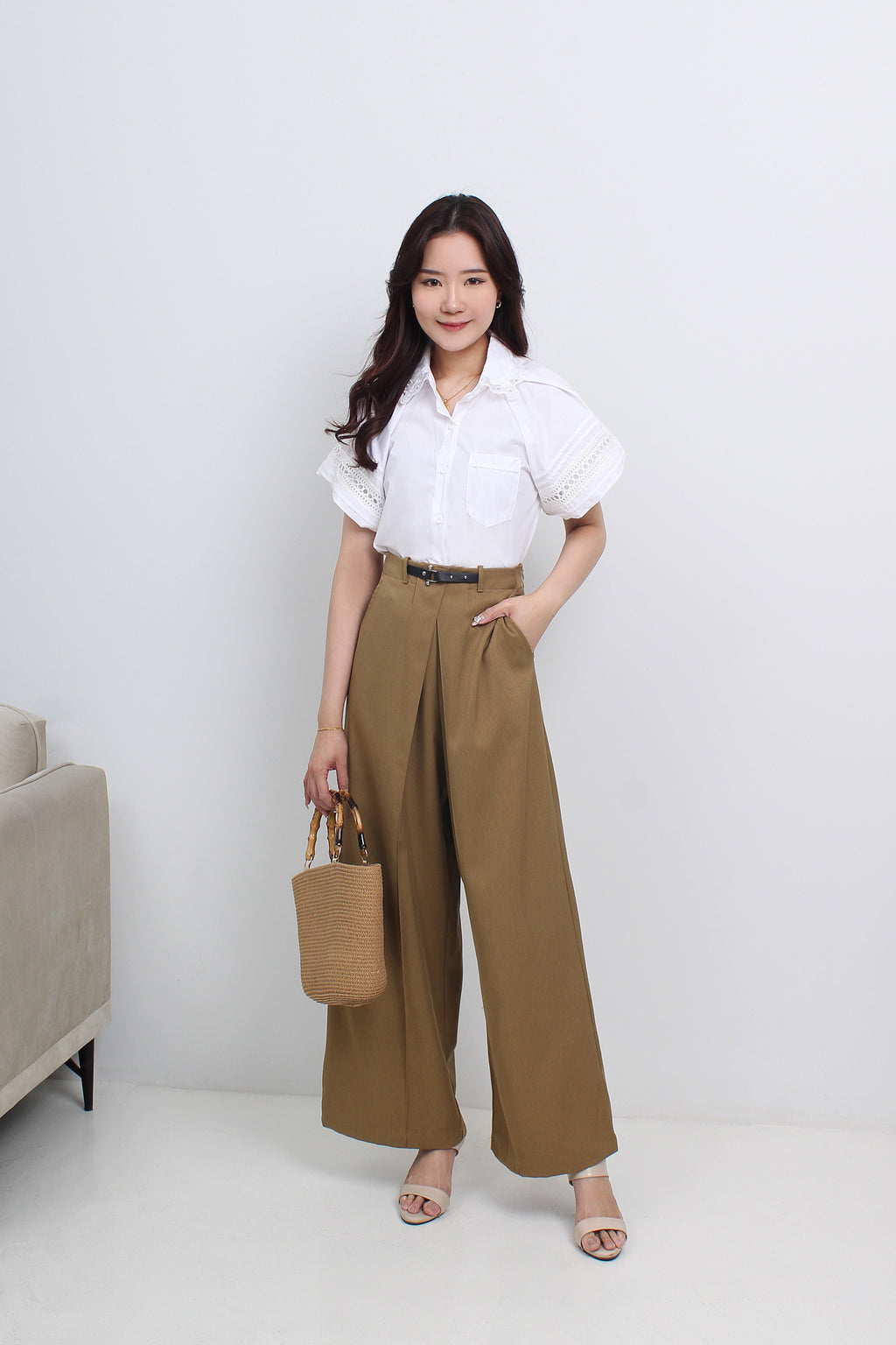 Pleated Wide Leg Pants