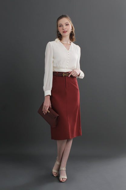 Clara High Waist Midi Skirt