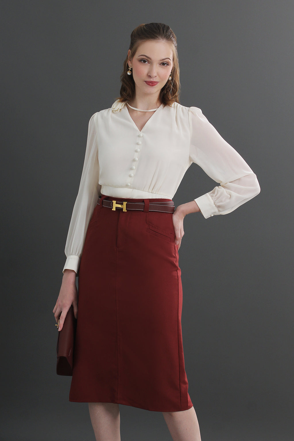 Clara High Waist Midi Skirt