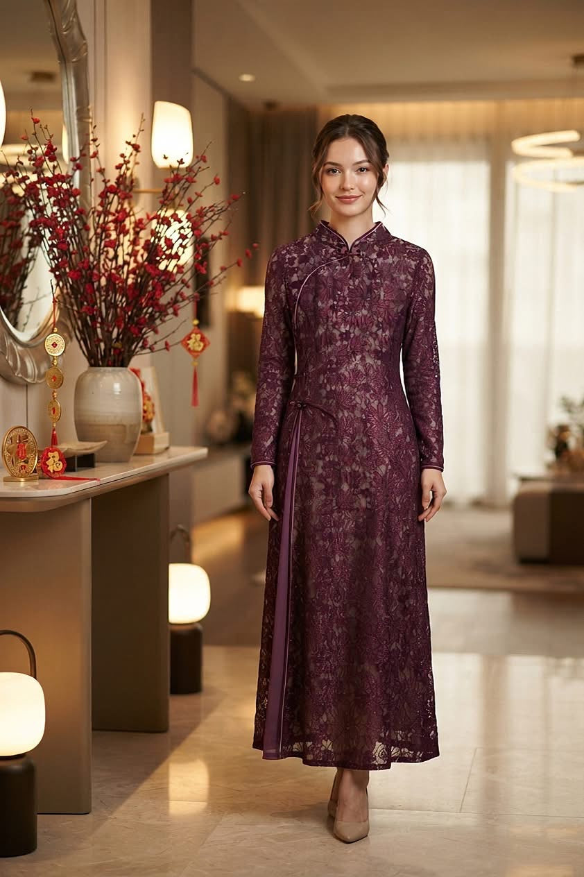 紫藤花梦旗袍 Wisteria Dream Qipao (XL size)