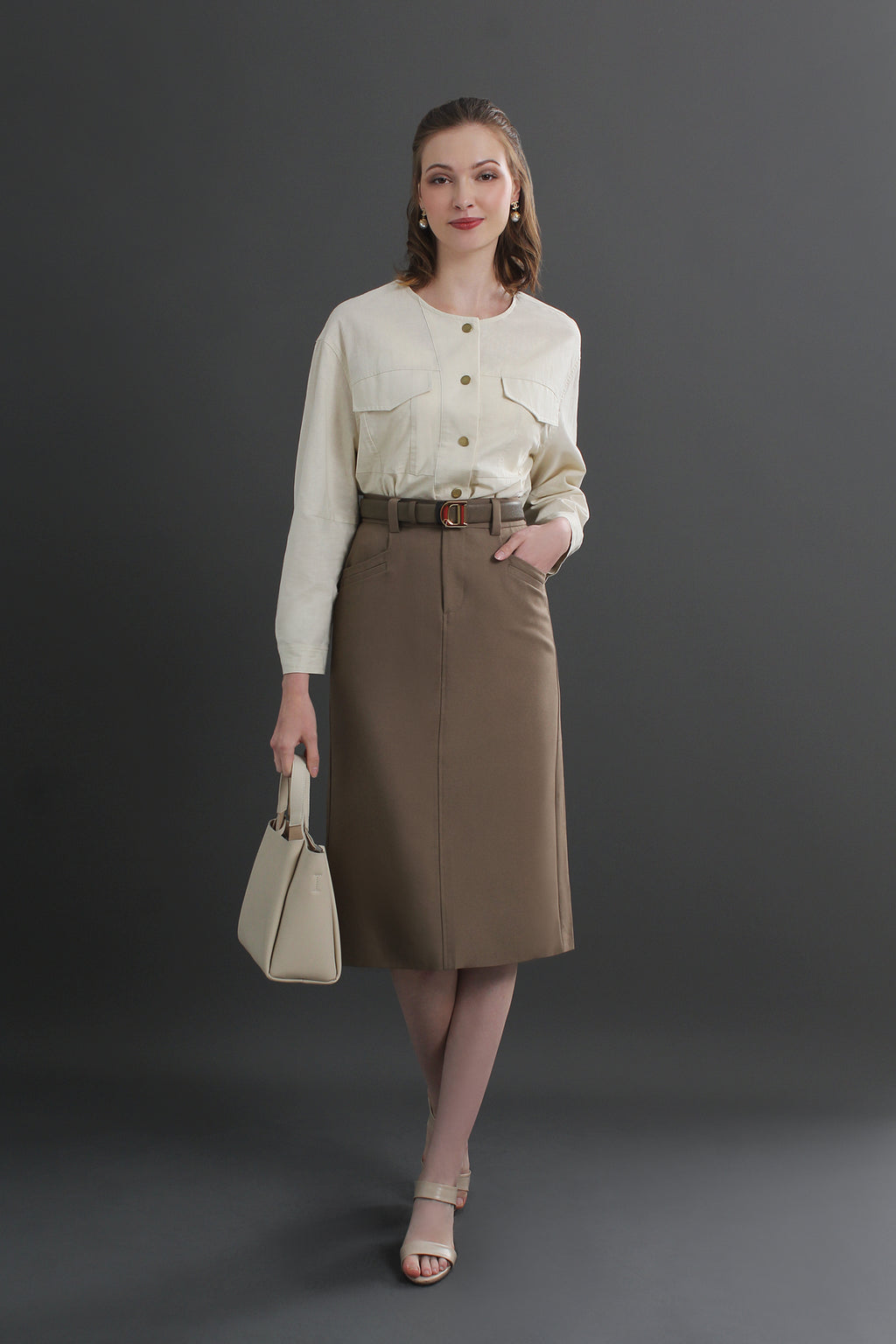 Clara High Waist Midi Skirt