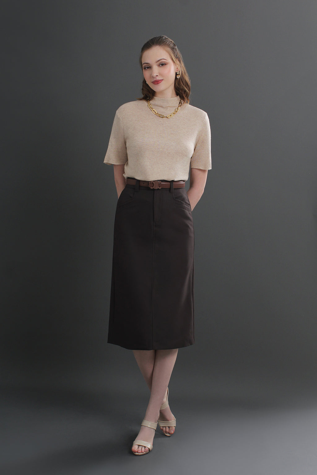 Clara High Waist Midi Skirt