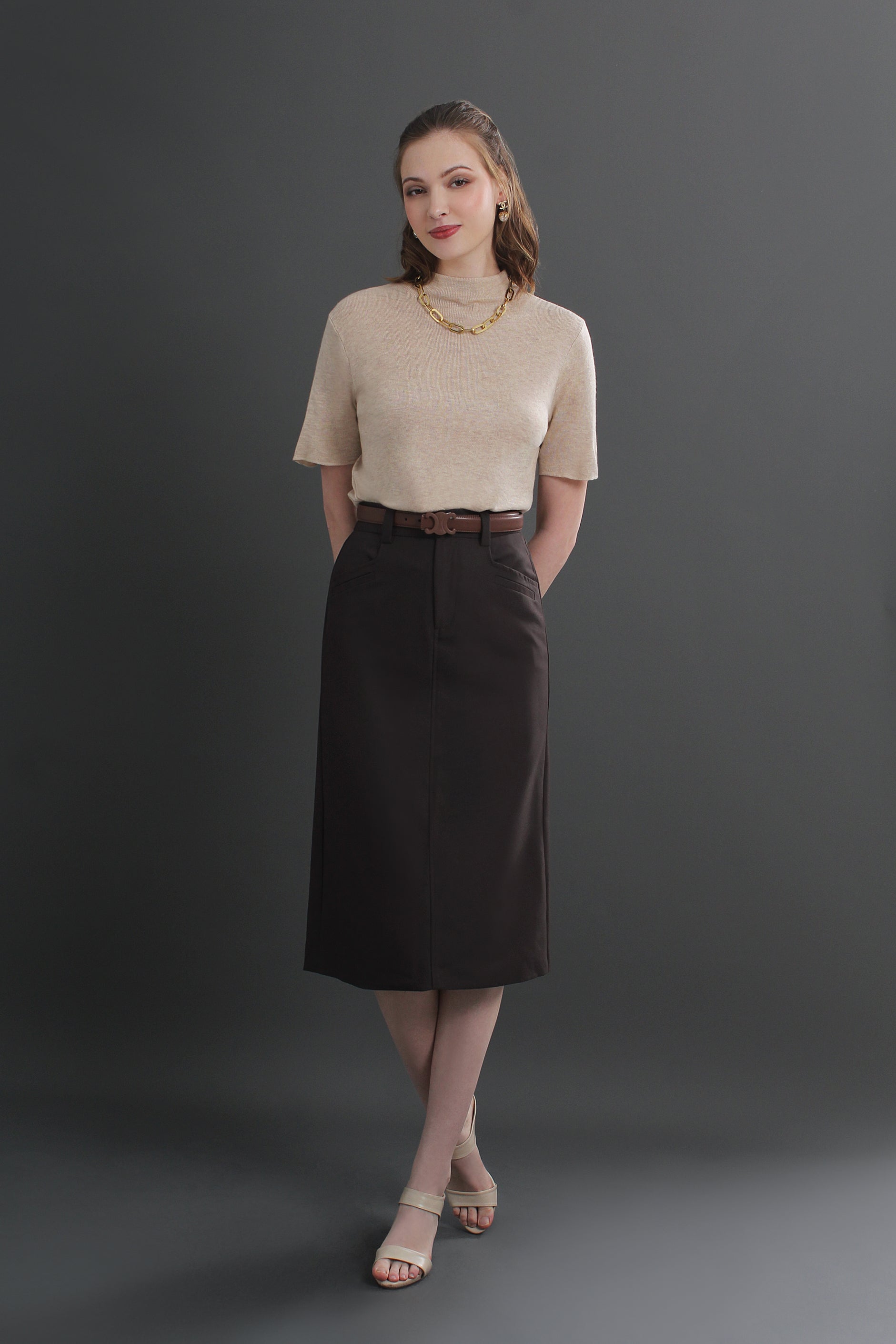 Clara High Waist Midi Skirt