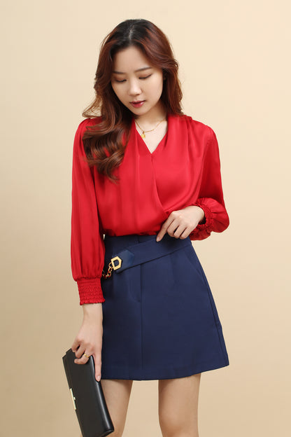 Gold Accent Chain Belt A-line Skirt