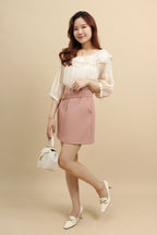 Gold Accent Chain Belt A-line Skirt
