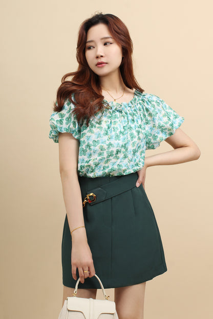 Gold Accent Chain Belt A-line Skirt