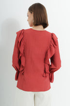 Harper Embroidered Ruffle Blouse