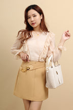 Gold Accent Chain Belt A-line Skirt