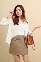 Gold Accent Chain Belt A-line Skirt