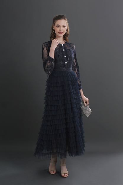 Mira Lace Tiered Midaxi Dress