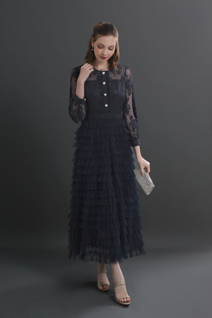 Mira Lace Tiered Midaxi Dress