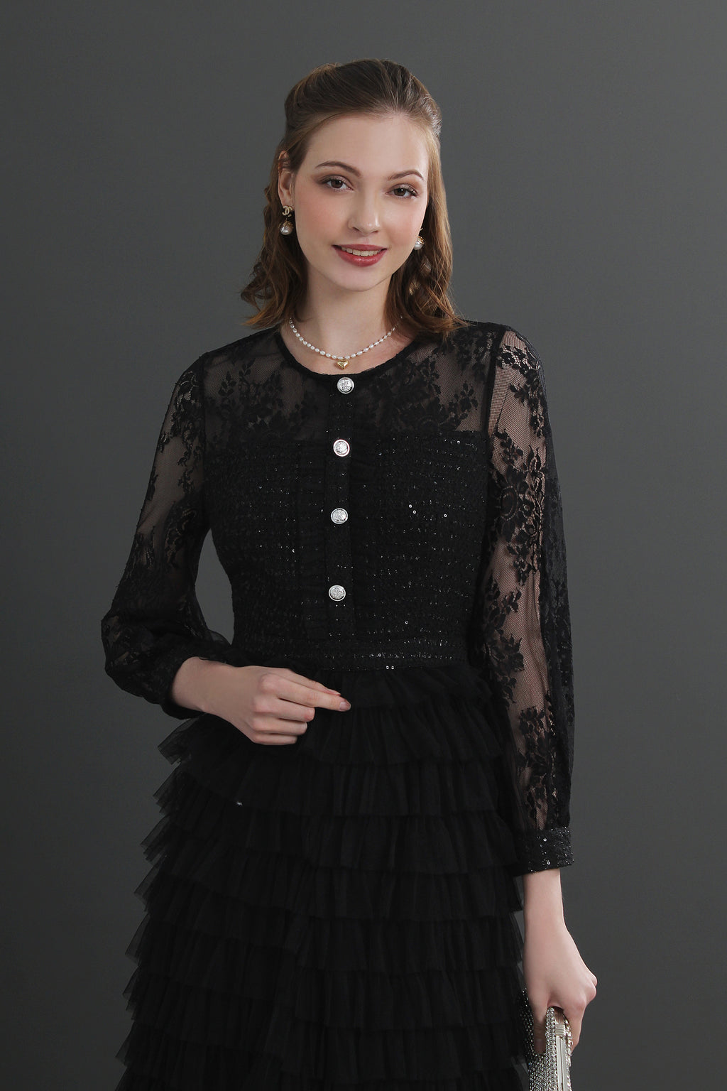 Mira Lace Tiered Midaxi Dress