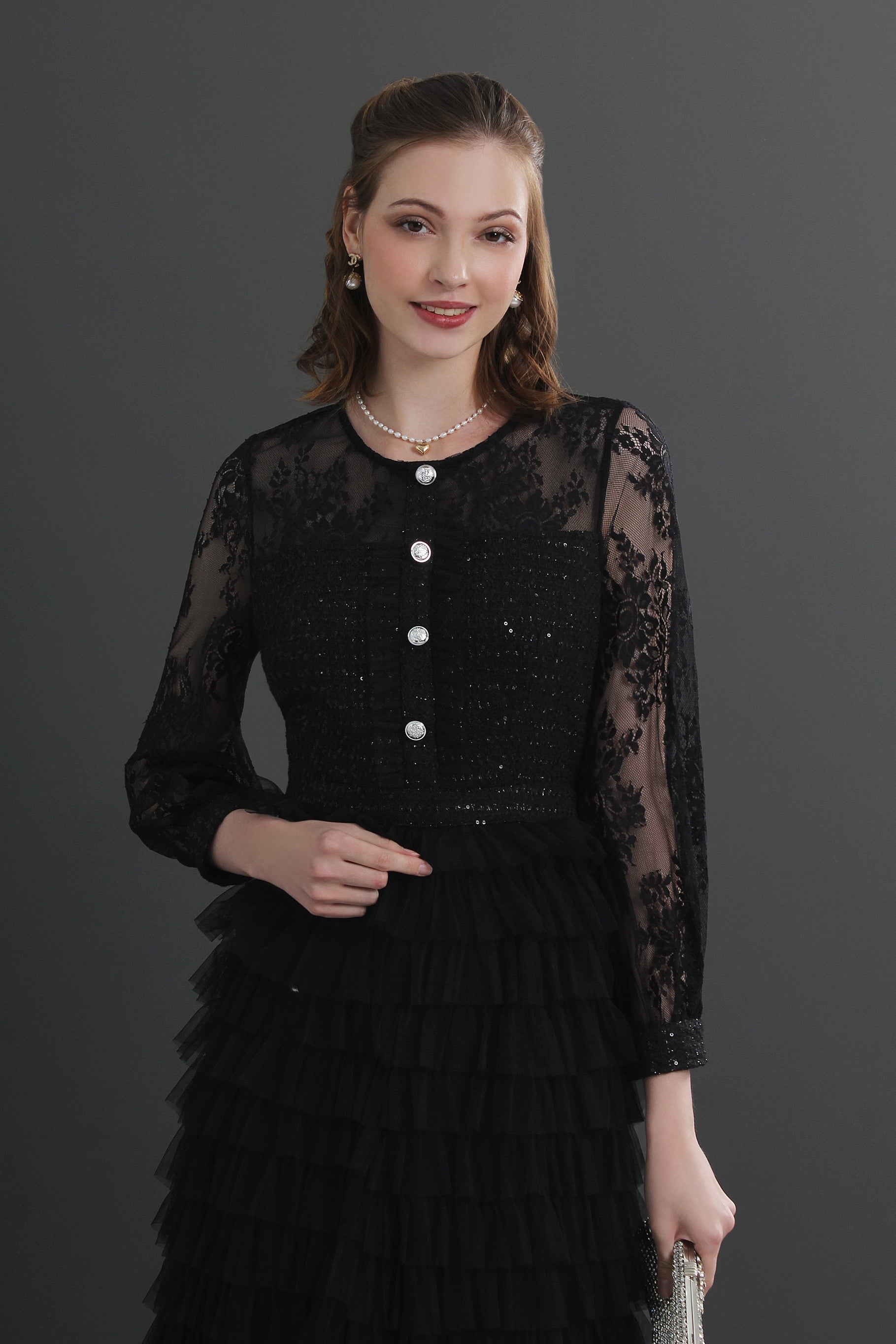 Mira Lace Tiered Midaxi Dress