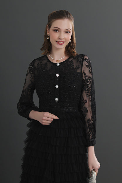 Mira Lace Tiered Midaxi Dress