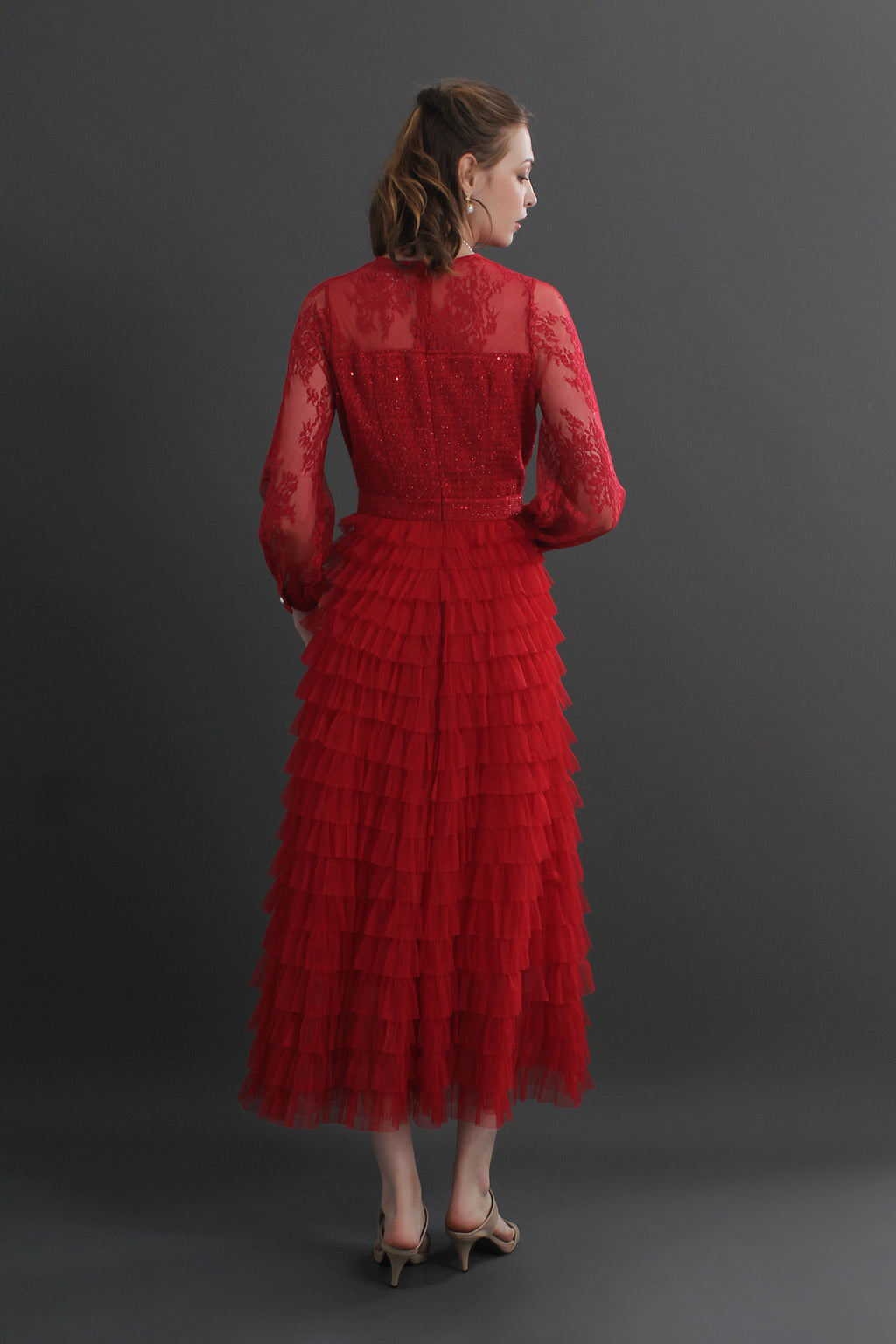 Mira Lace Tiered Midaxi Dress