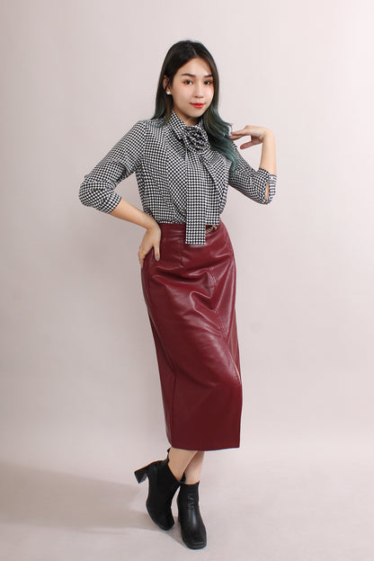 Azula Houndstooth Shirt With Detachable Rose & Scarf