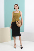 Denim Pocket Midi Skirt