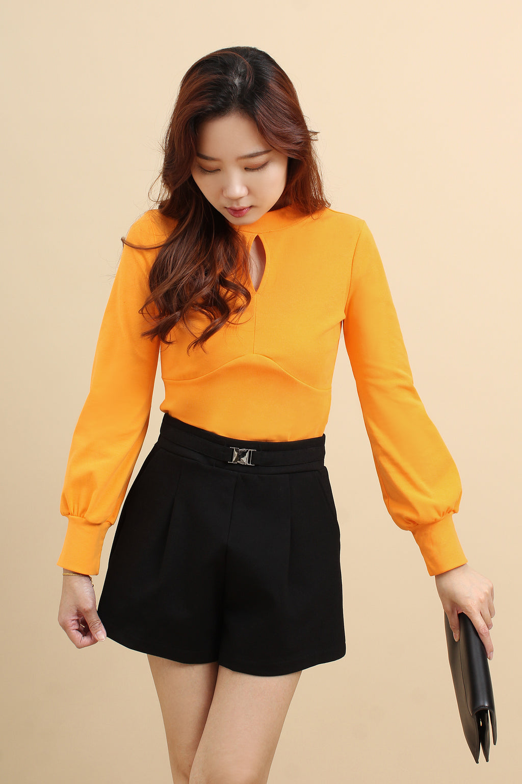 Tailored High Waist Cotton Shorts