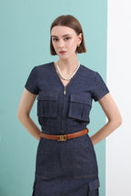 Denim Pocket Midi Skirt