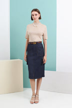 Denim Pocket Midi Skirt