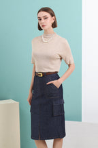 Denim Pocket Midi Skirt