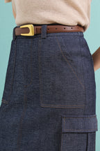 Denim Pocket Midi Skirt